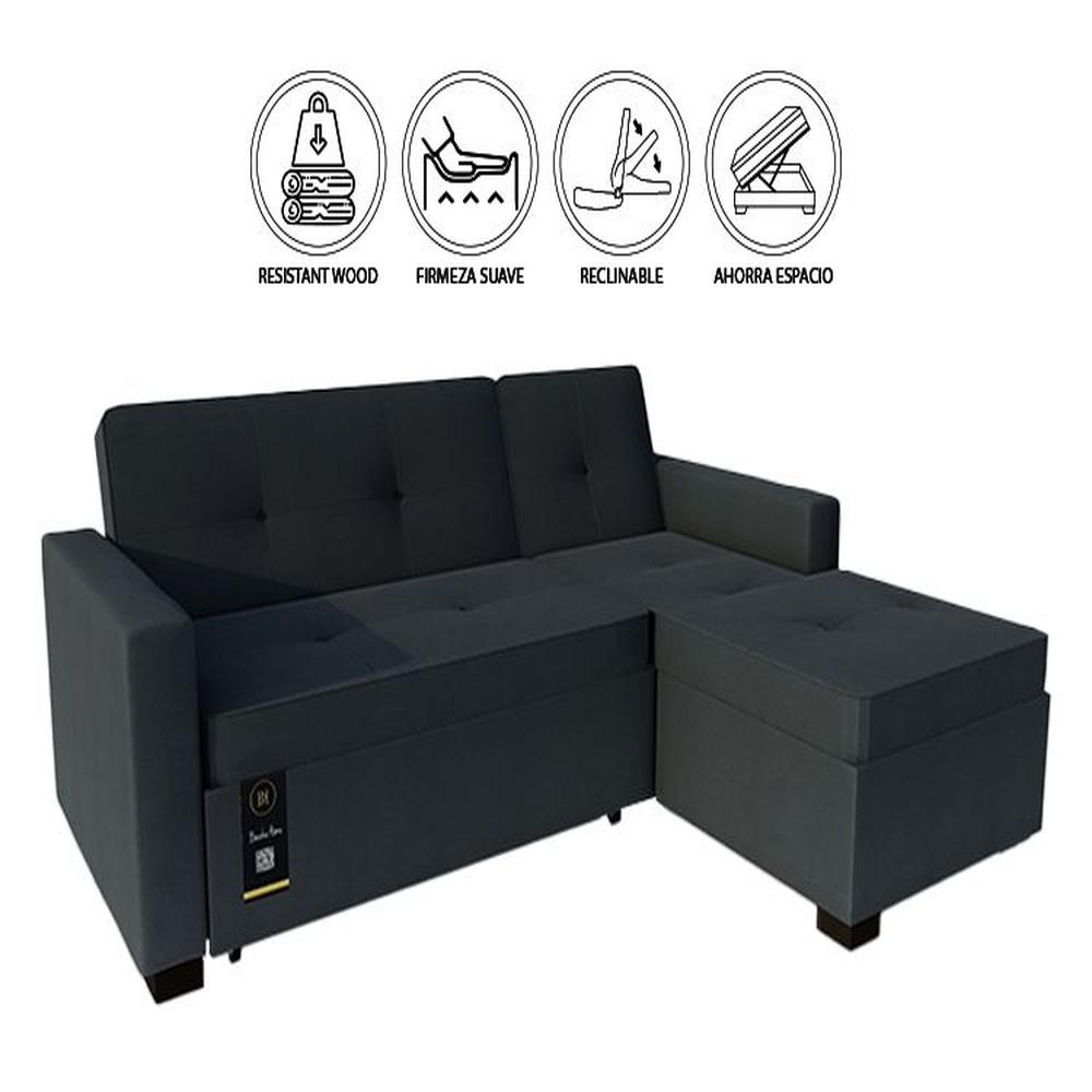 Sofá Cama Seccional Debar Derecho 3 Cuerpos - Gris oscuro