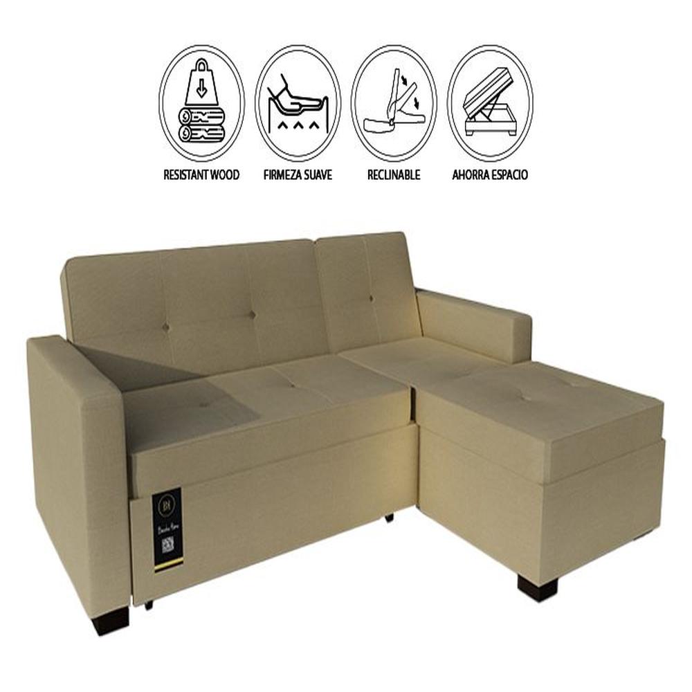 Sofá Cama Seccional Debar Derecho 3 Cuerpos - Beige Claro