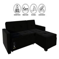Sofá Cama Seccional Debar Derecho 3 Cuerpos - Negro