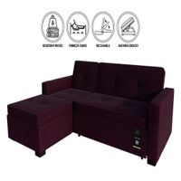 Sofá Cama Multifuncional Debar Izquierdo 3 Cuerpos - Púrpura