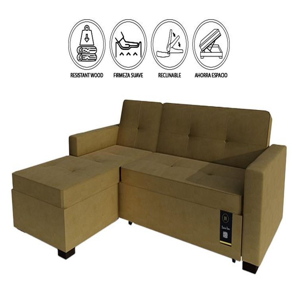 Sofá Cama Multifuncional Debar Izquierdo 3 Cuerpos - Beige Oscuro