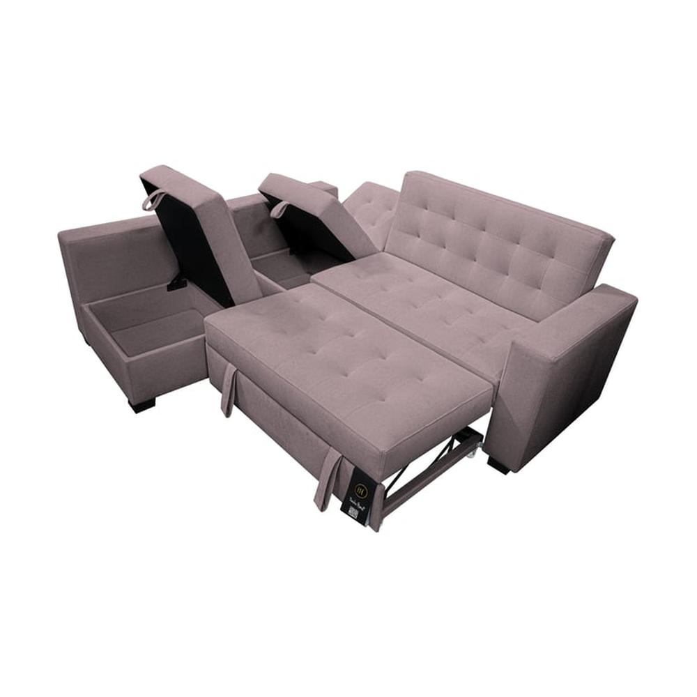 Sofá Cama Multifuncional Kavala 3 Cuerpos - Rosado