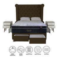 Dormitorio Pocket VIP + 4 Cajones 2 Plz + 2 Veladores - Chocolate