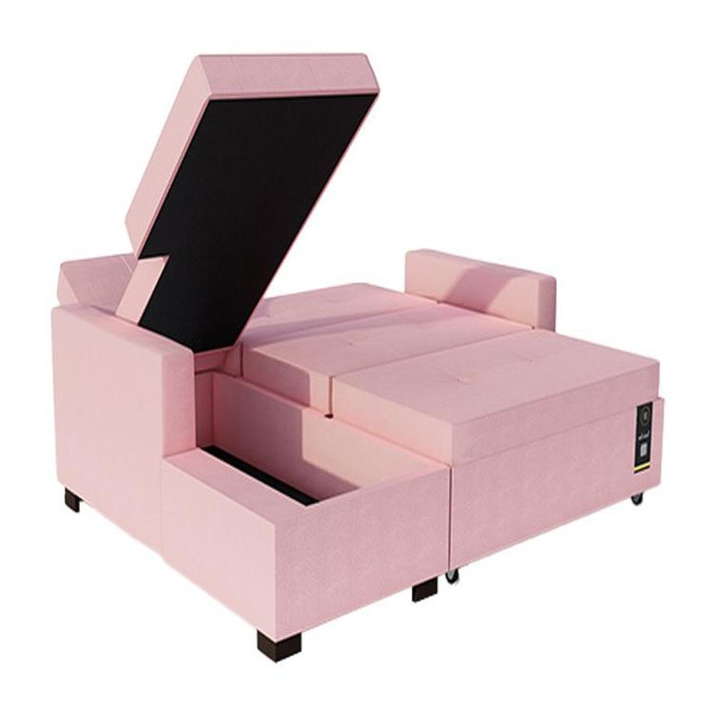 Sofá Cama Multifuncional Debar Izquierdo 3 Cuerpos - Rosa