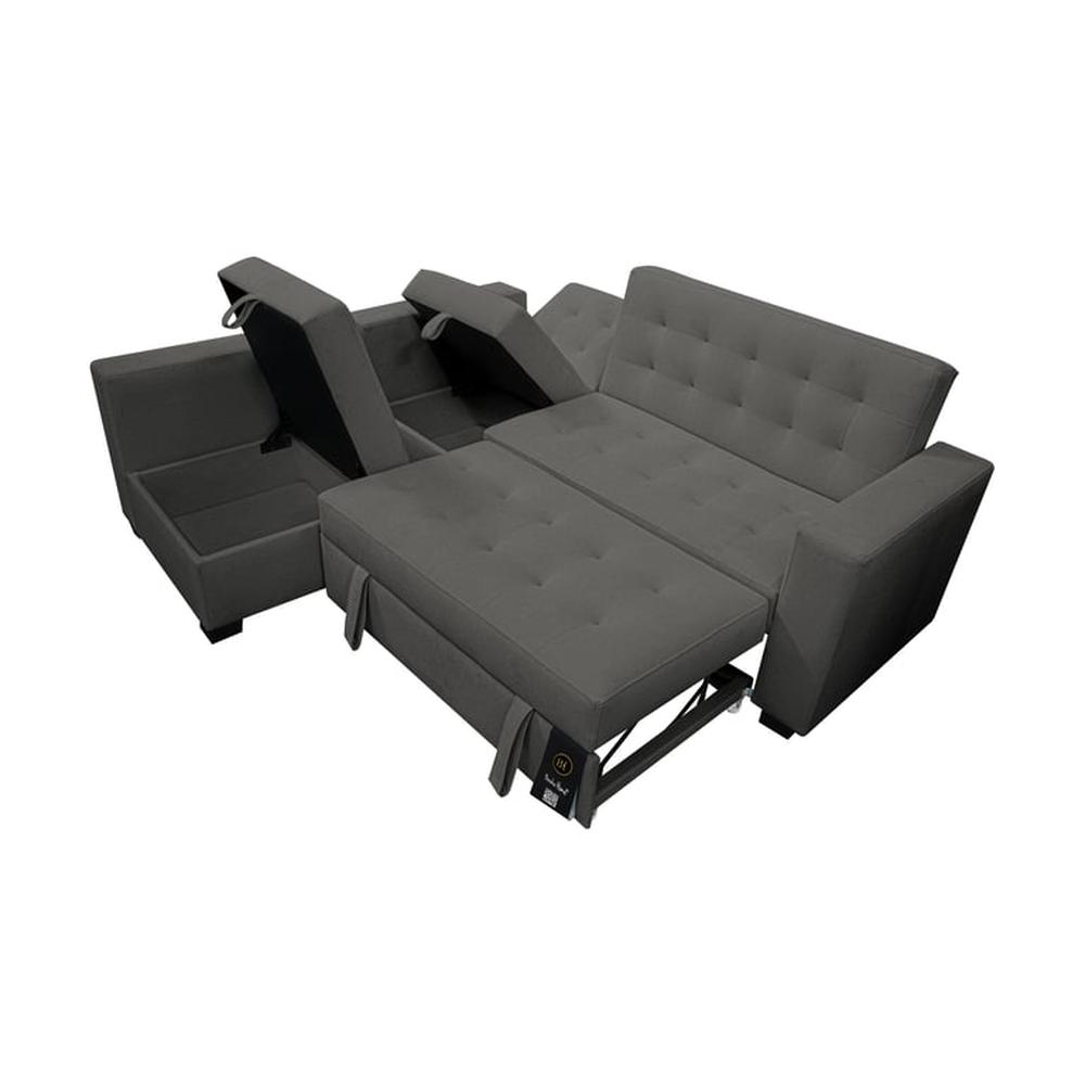Sofá Cama Multifuncional Kavala 3 Cuerpos - Gris Oscuro
