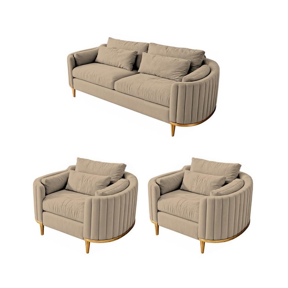 Juego de sala 3 1 1 Luxury Serris - Beige claro