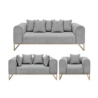 Juego de sala 3 2 1 Luxury Dolneni - Gris claro