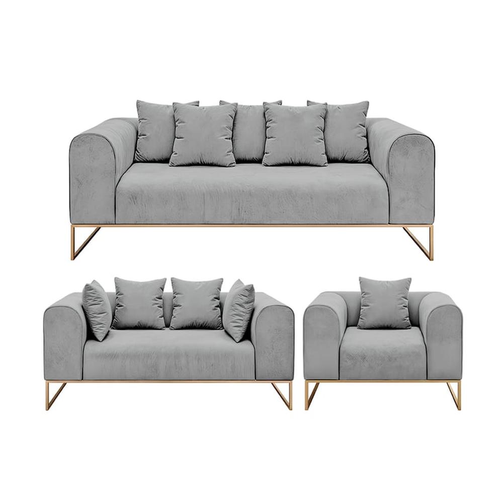 Juego de sala 3 2 1 Luxury Dolneni - Gris claro