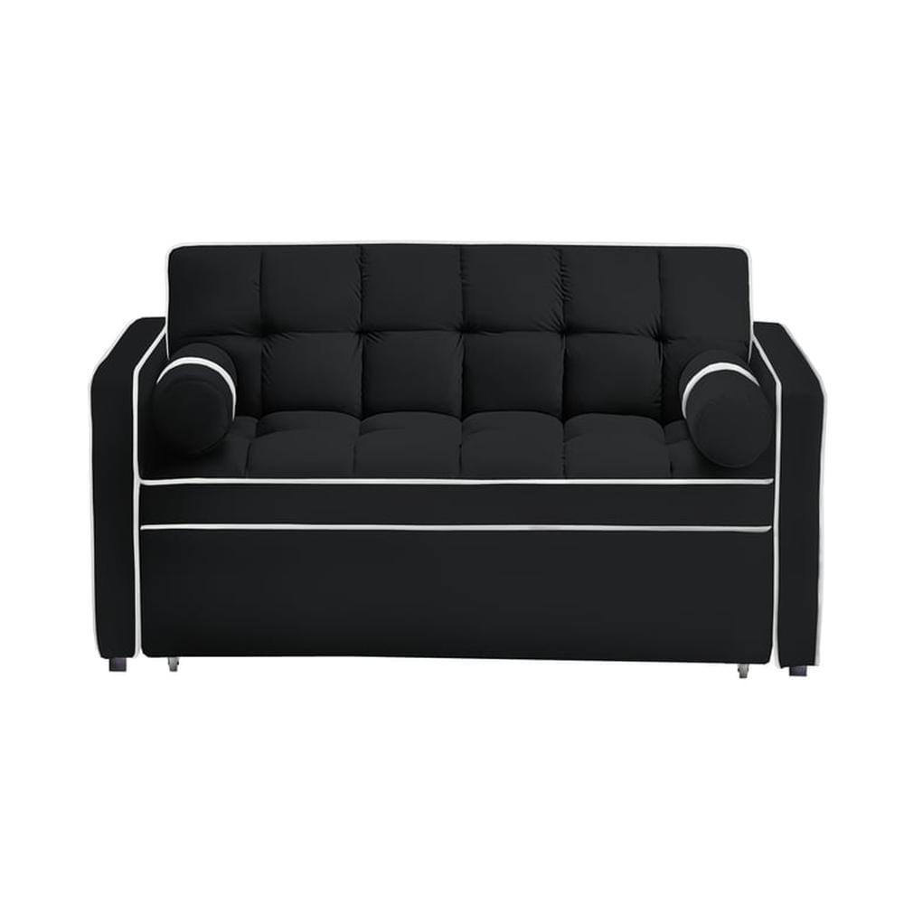 Sofá Cama Valandovo con Almohadas 1.5 Plz - Negro