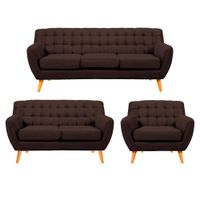 Juego de Sala Vintage Louth 3 + 2 + 1 - Chocolate