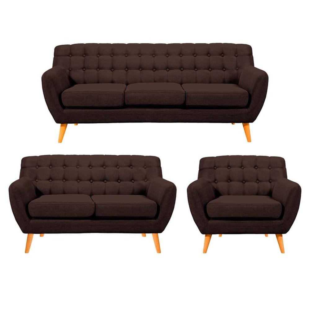 Juego de Sala Vintage Louth 3 + 2 + 1 - Chocolate