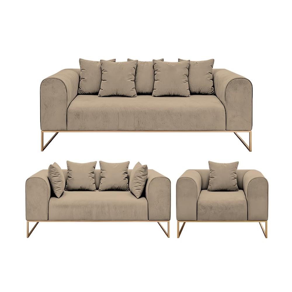 Juego de sala 3 2 1 Luxury Dolneni - Beige claro