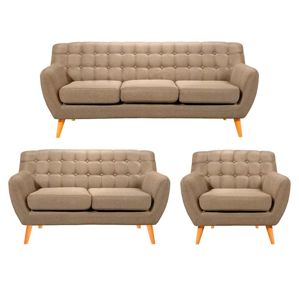 Juego de Sala Vintage Louth 3 + 2 + 1 - Beige claro