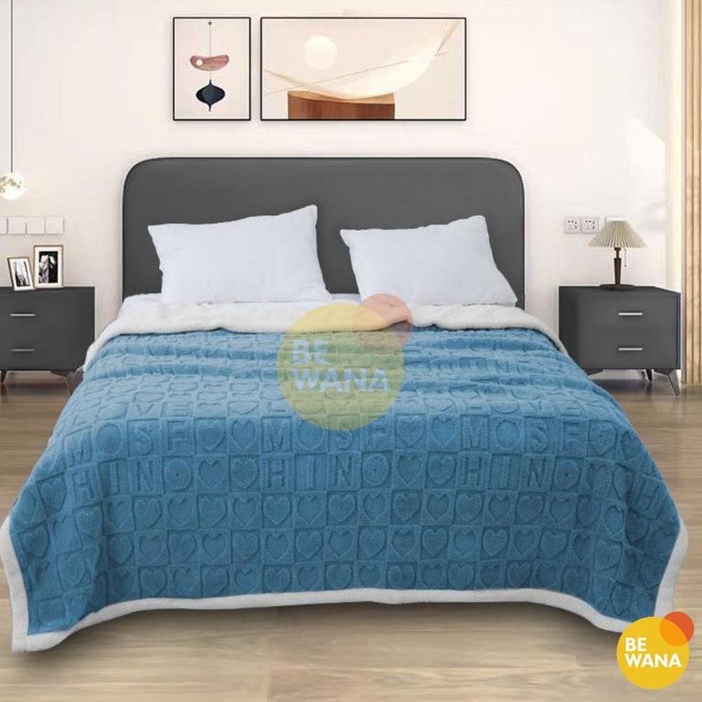 Manta Antialérgica SHERPA HEART 3D 2PLAZAS BLUE