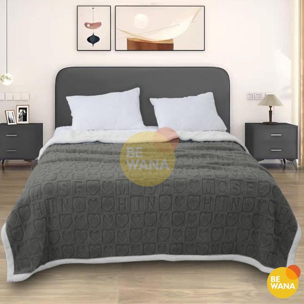 Manta Antialérgica SHERPA HEART 3D 2PLAZAS Dark Gray