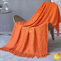 Mantas De Punto Suave en 3D Para Sofá Y Cama ORANGE