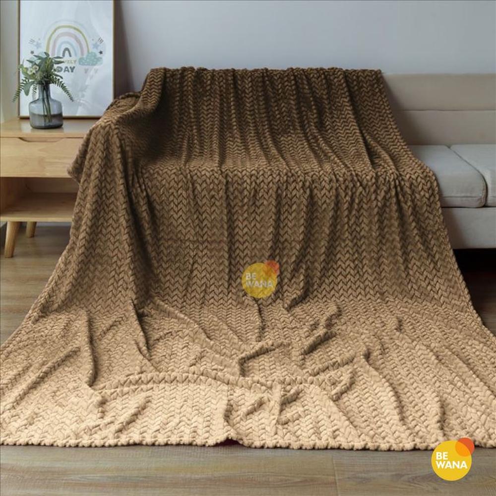 Manta Antialérgica Jacquard  Alto Relieve Espiga QUEEN Beige