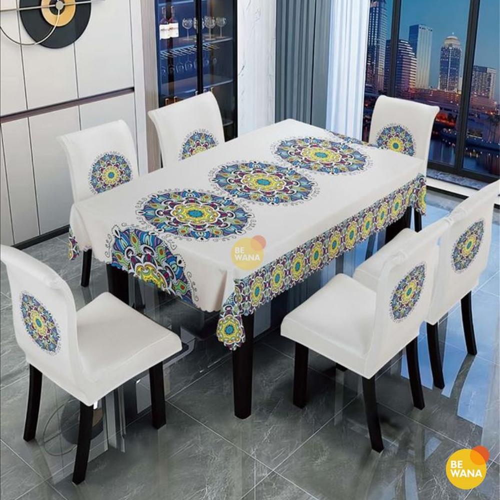 Mantel de Mesa y Fundas Para 6 Sillas de Tela 152 x 228cm