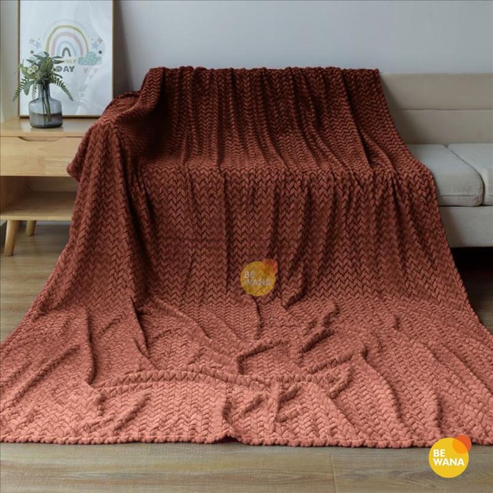 Manta Antialérgica Jacquard  Alto Relieve Espiga QUEEN Brown