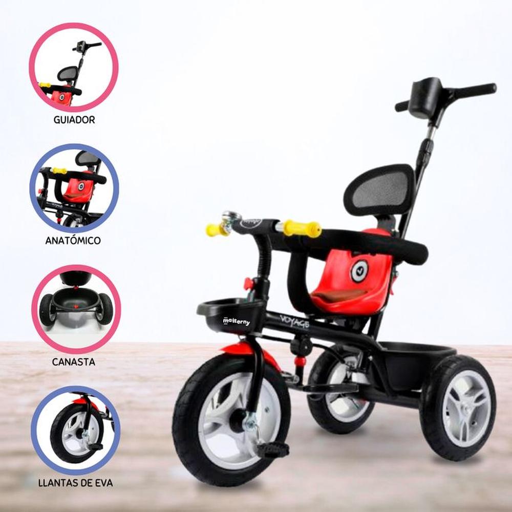 Triciclo Guiador para Niños «VOYAGE» Red