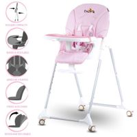 Silla de Comer para Bebé Graduable »HARRIET» Ligth Pink