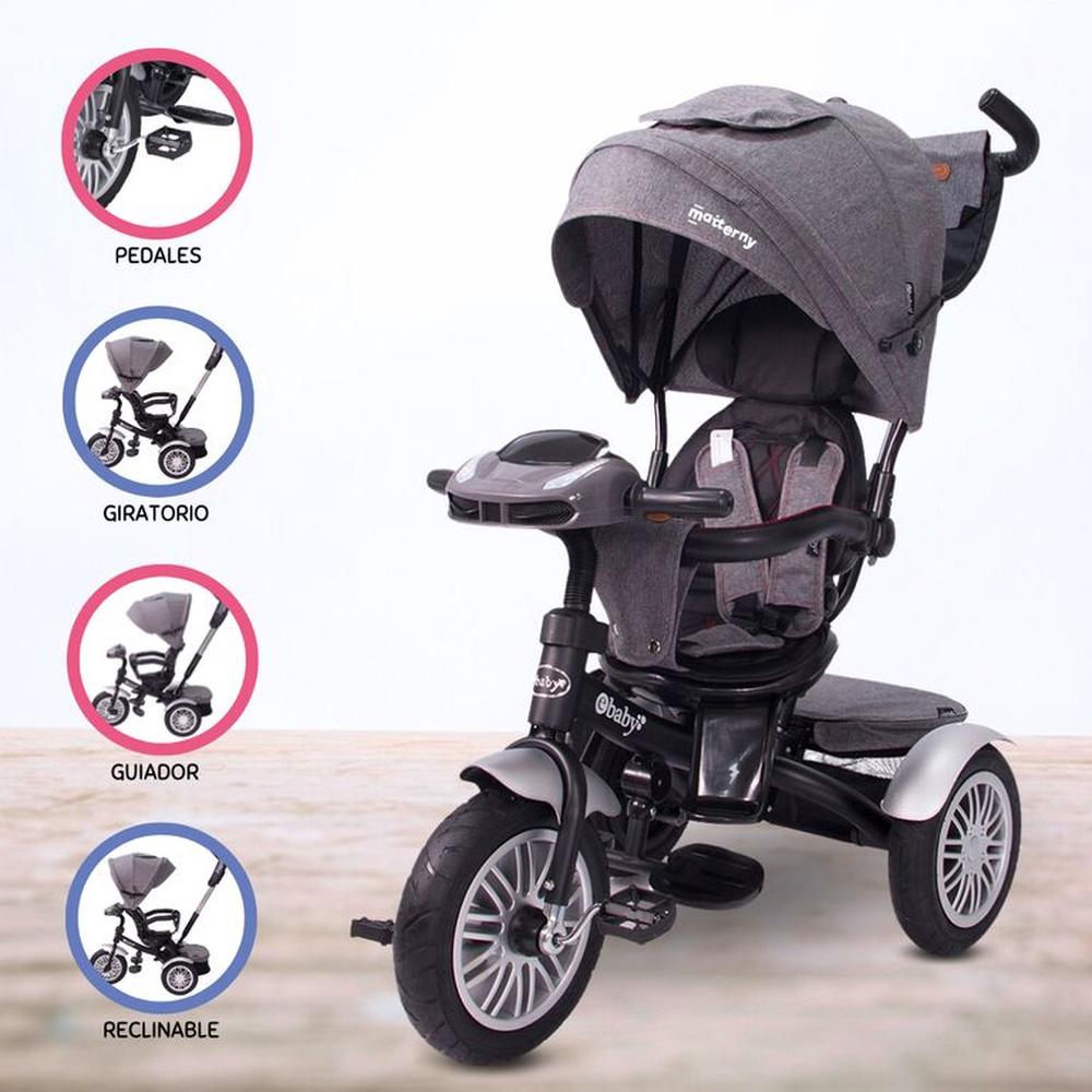 Triciclo Guiador Reversible para Niño «ZOE» GRAY