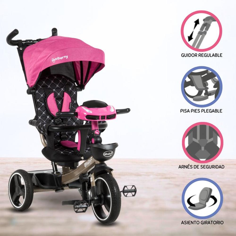 Triciclo Guiador EBABY SANTORINI DELUXE USB PINK