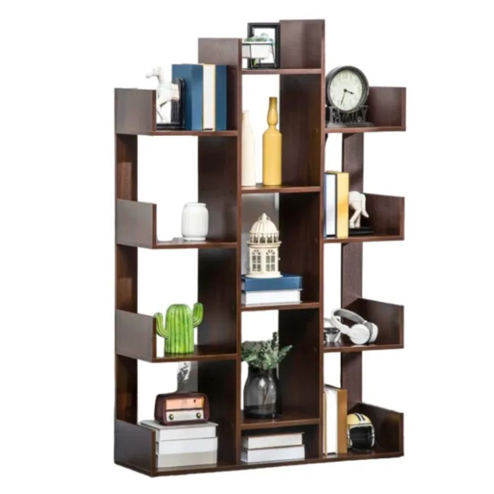 Librero Biblioteca 4 Divisiones Geometri Armado Color Chocolate Muebles Bonno