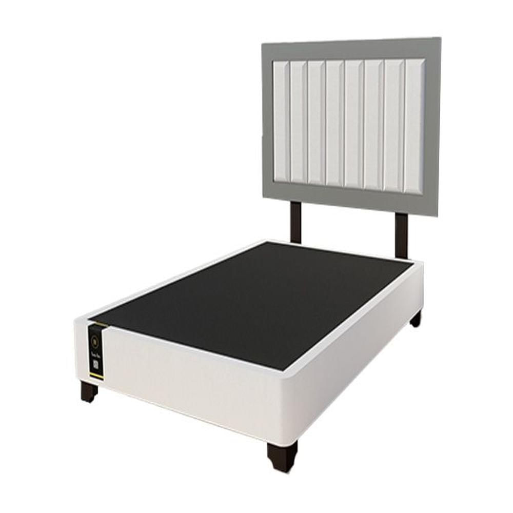Dormitorio Lugo + Cabecera patas ajustables 2 plz - Ivory y Gris Grafito