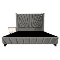Dormitorio Lienz 1.5 Plz + Cabecera + 1 Velador - Gris Oscuro