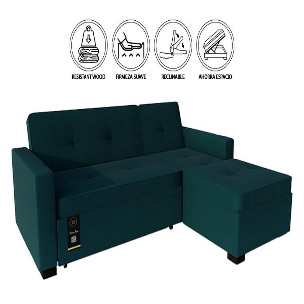 Sofá Cama Seccional Debar Derecho 3 Cuerpos - Cobalto