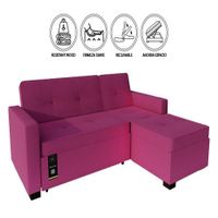 Sofá Cama Seccional Debar Derecho 3 Cuerpos - Fucsia