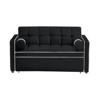 Sofá Cama Valandovo con Almohadas 2 Plz - Negro