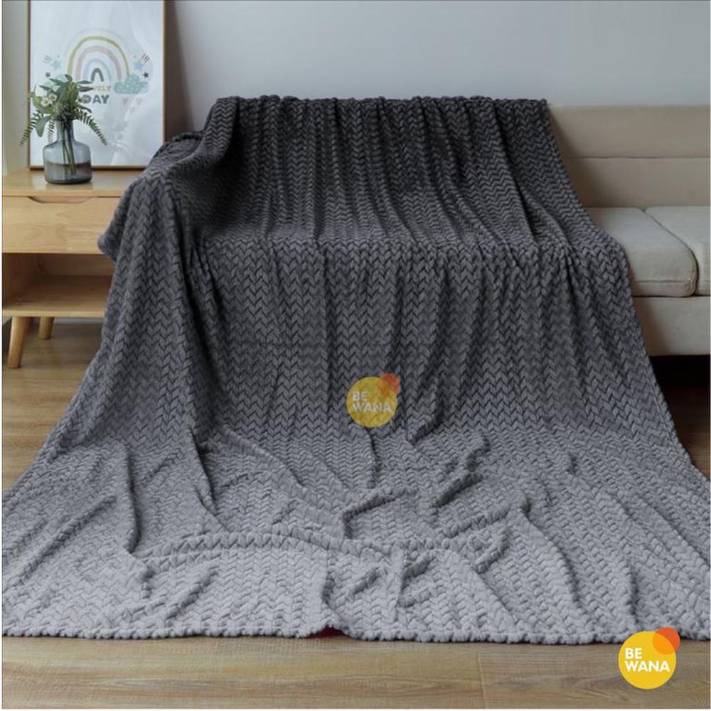 Manta Antialérgica Jacquard  Alto Relieve Espiga QUEEN Gray