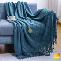 Mantas De Punto Suave en 3D Para Sofá Y Cama BLUE