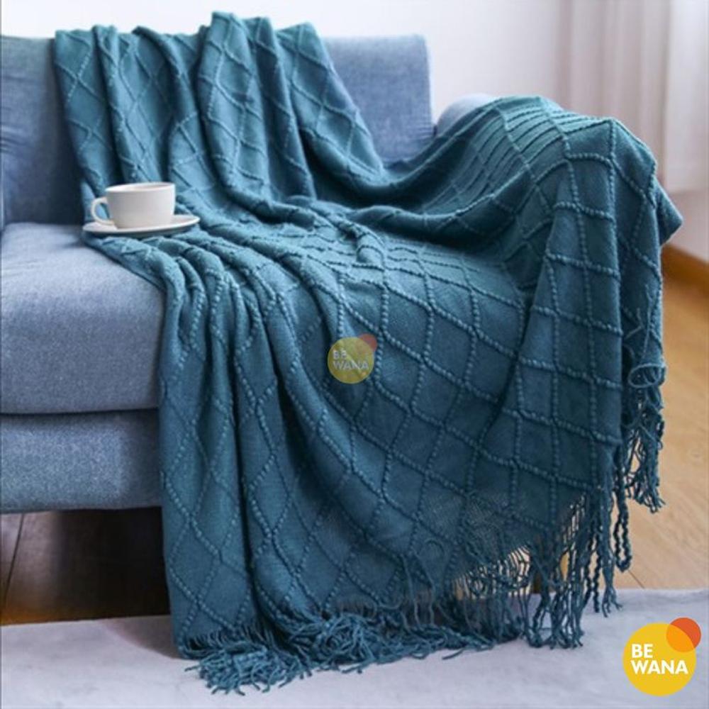 Mantas De Punto Suave en 3D Para Sofá Y Cama BLUE