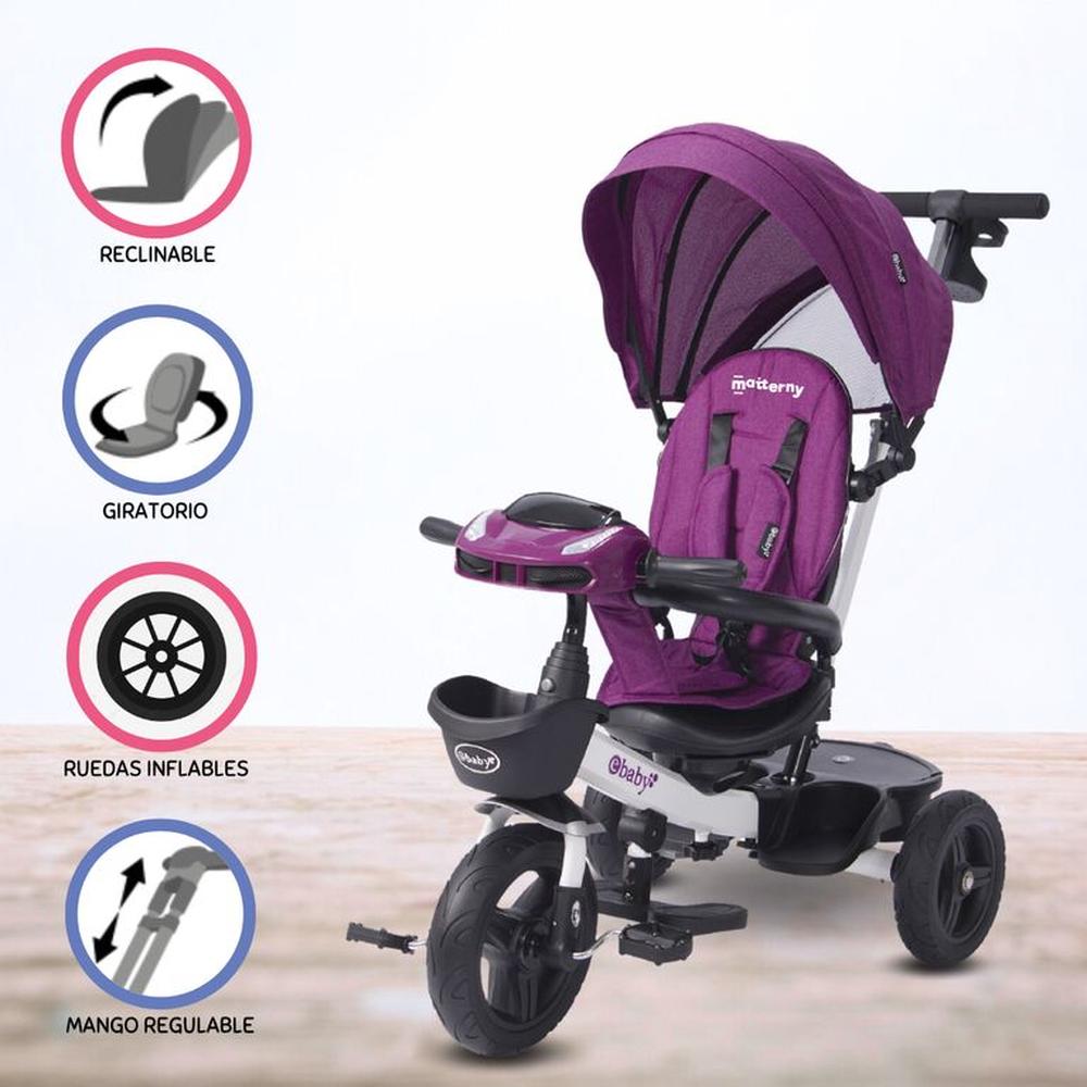 Triciclo guiador EBABY ARIA USB PURPLE