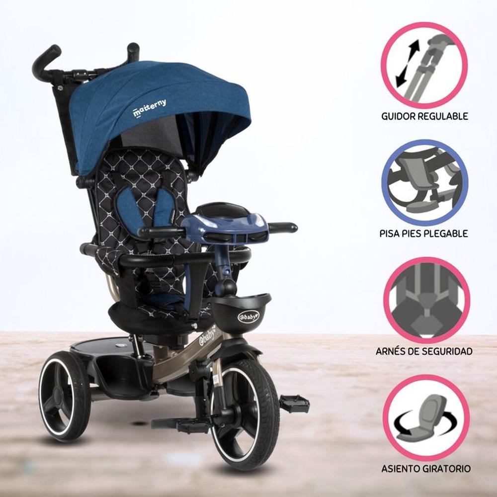Triciclo Guiador EBABY SANTORINI DELUXE USB BLUE