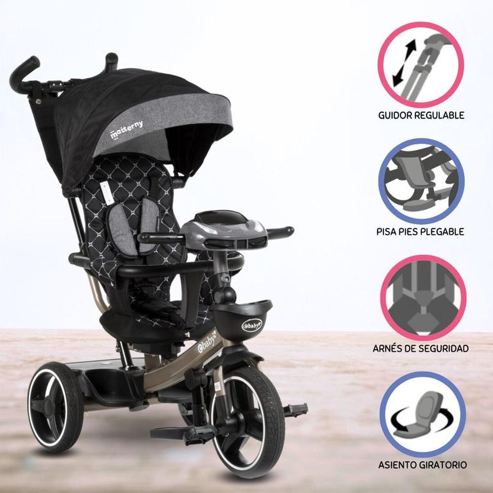 Triciclo Guiador EBABY SANTORINI DELUXE USB BLACK