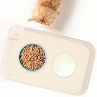 Bandeja de Comida Para Mascotas Antiderrame Beige