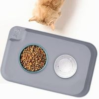 Bandeja de Comida Para Mascotas Antiderrame Gris
