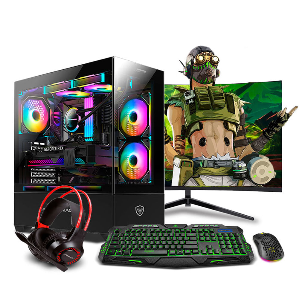 PC GAMER VIEW 51 GREEN PLUS CORE I7 14700F 32GB 1TB 24"" RX7600XT 16GB MI PC LISTA MIPCLISTA