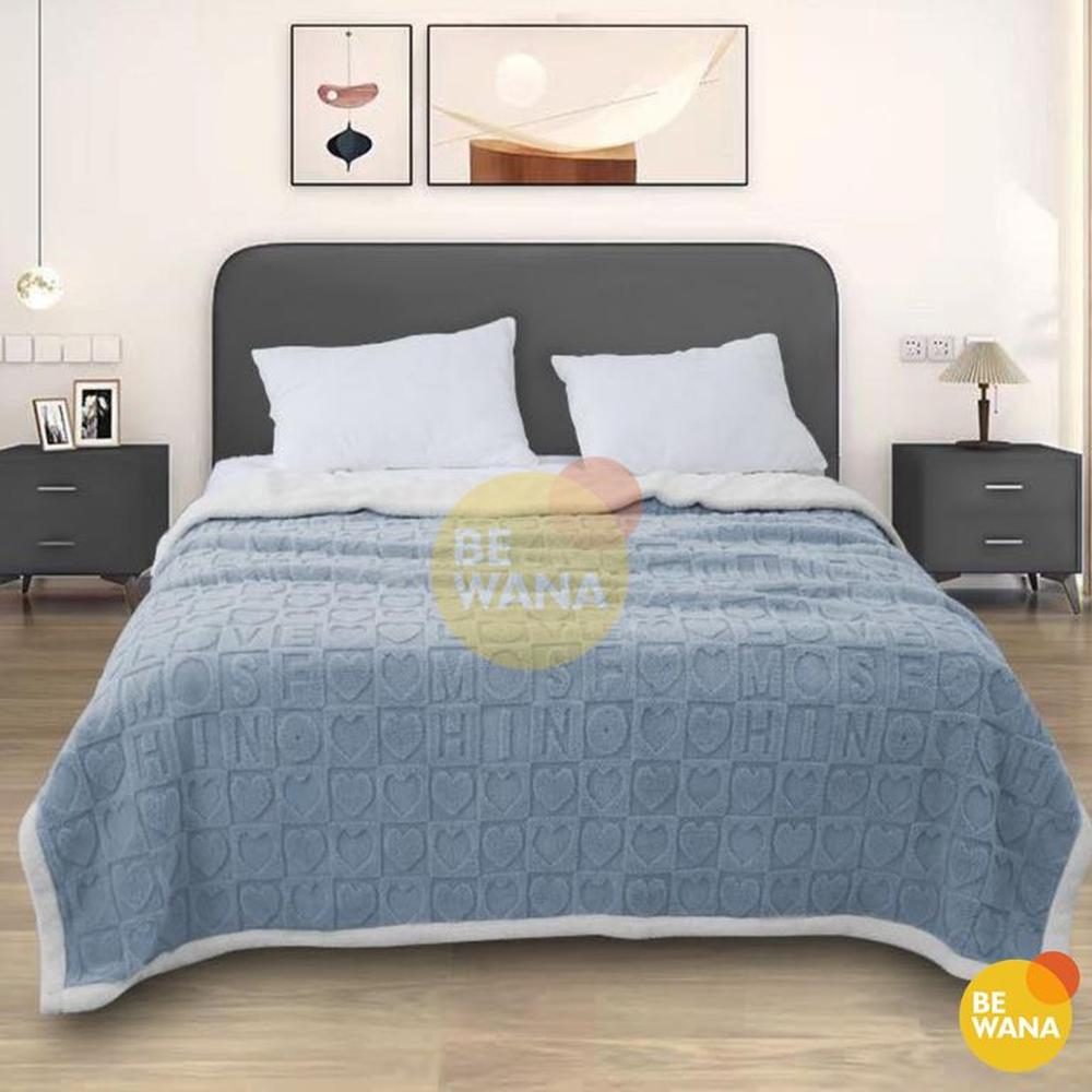 Manta Antialérgica SHERPA HEART 3D 2PLAZAS LIGTH BLUE