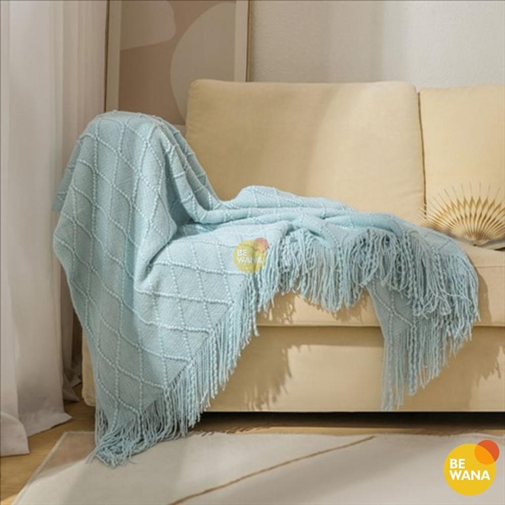 Mantas De Punto Suave en 3D Para Sofá Y Cama TURQUESA