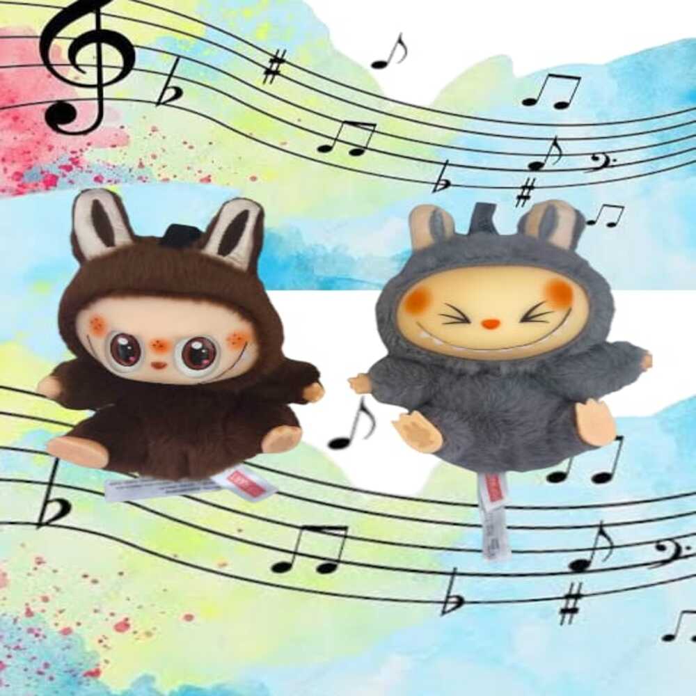 Dos Peluche Llavero Decoración Labubu Musical  - Marron