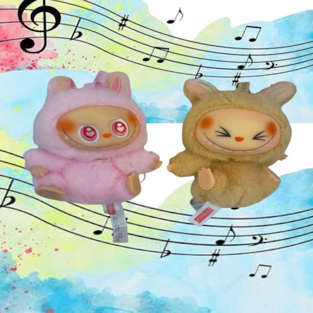 Dos Peluche Llavero Decoración Labubu Musical - Amarillo