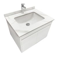 Lavabo de Loza Integrado YTA R6047-70L02 con cajón madera blanca 2 puertas
