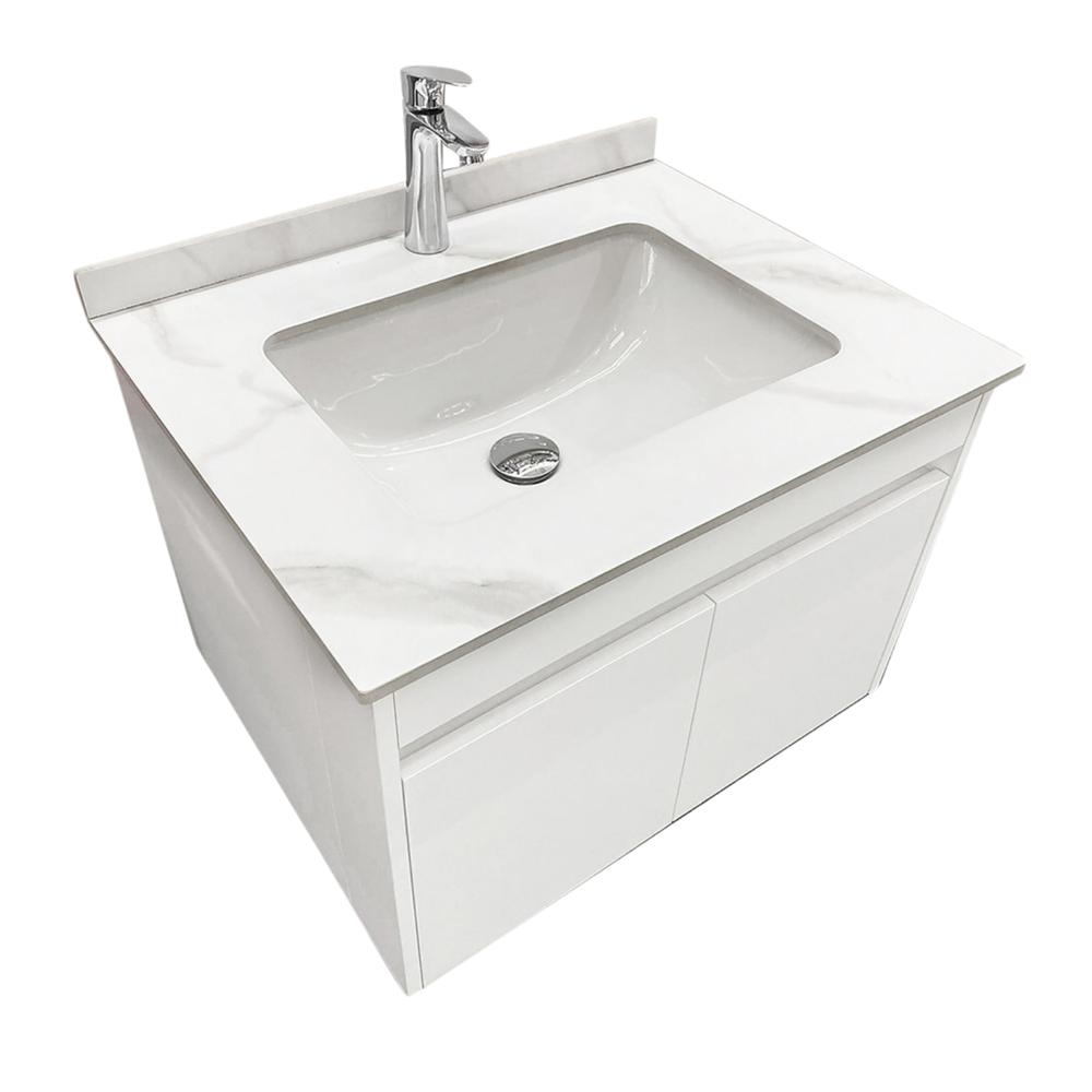 Lavabo de Loza Integrado YTA R6047-70L02 con cajón madera blanca 2 puertas
