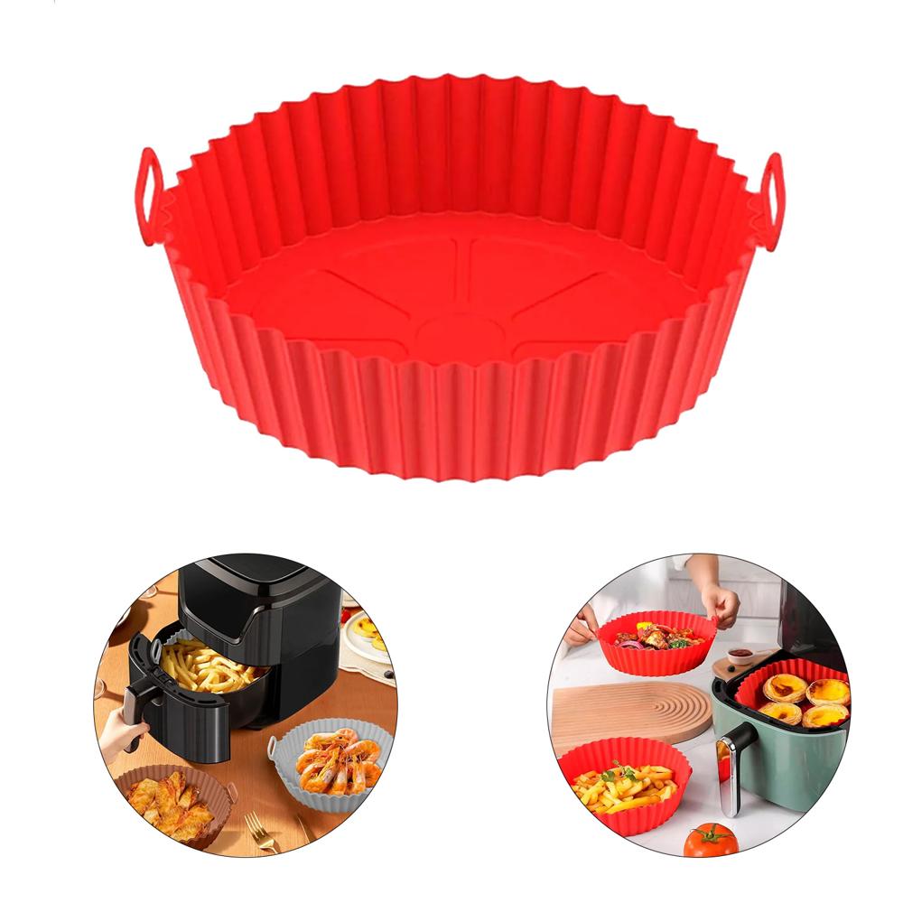 Pack 2 Bandejas de silicona para freidora de aire sin aceite - Rojo