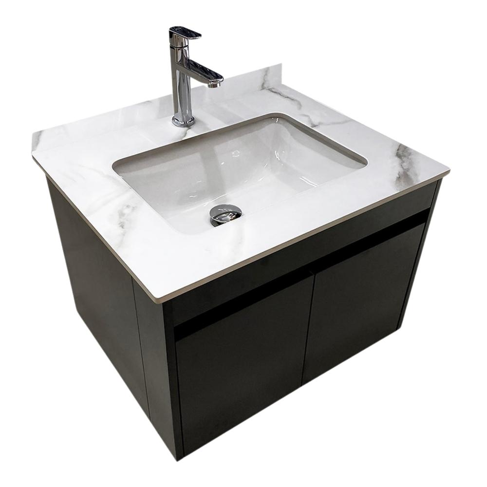Lavabo de Loza Integrado YTA R6047-71L02 con cajón madera negro 2 puertas